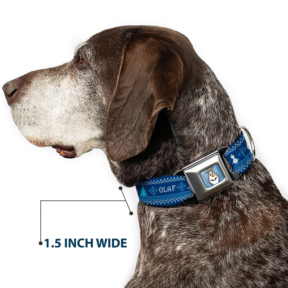 Olaf Face Snowflakes Stitch Full Color Blues White Seatbelt Buckle Collar - Olaf/Snowflakes Stitch Blues/White Dog Collars Seatbelt Buckle Disney