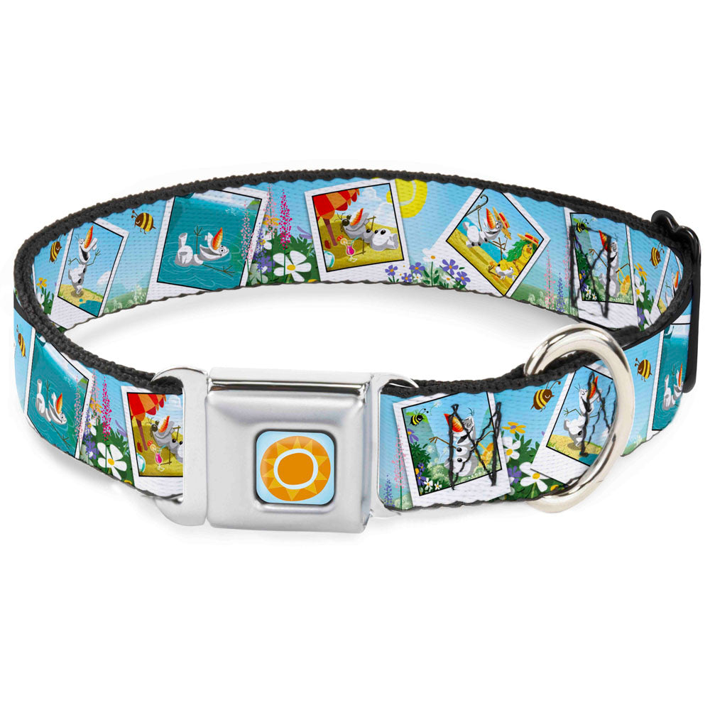 Frozen Sun Full Color Blue/Yellows Seatbelt Buckle Collar - Olaf Summertime Snapshots Dog Collars Seatbelt Buckle Disney