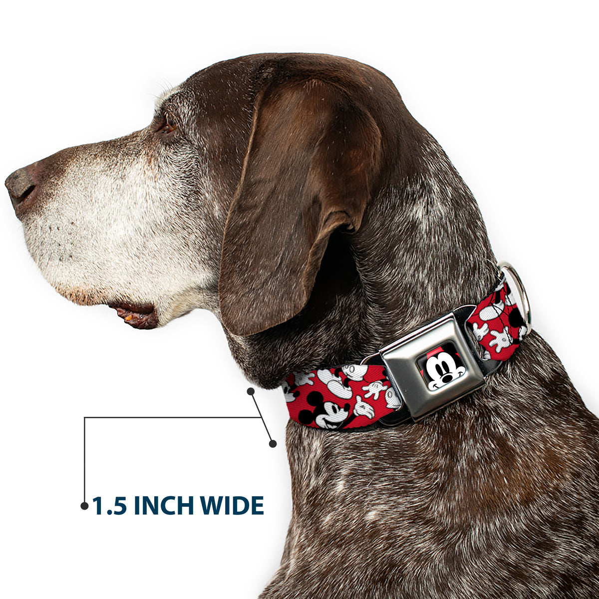 Mickey Mouse Face2 CLOSE-UP Full Color Red Black White Seatbelt Buckle Collar - Mickey Mouse Poses Scattered Red/Black/White Dog Collars Seatbelt Buckle Disney