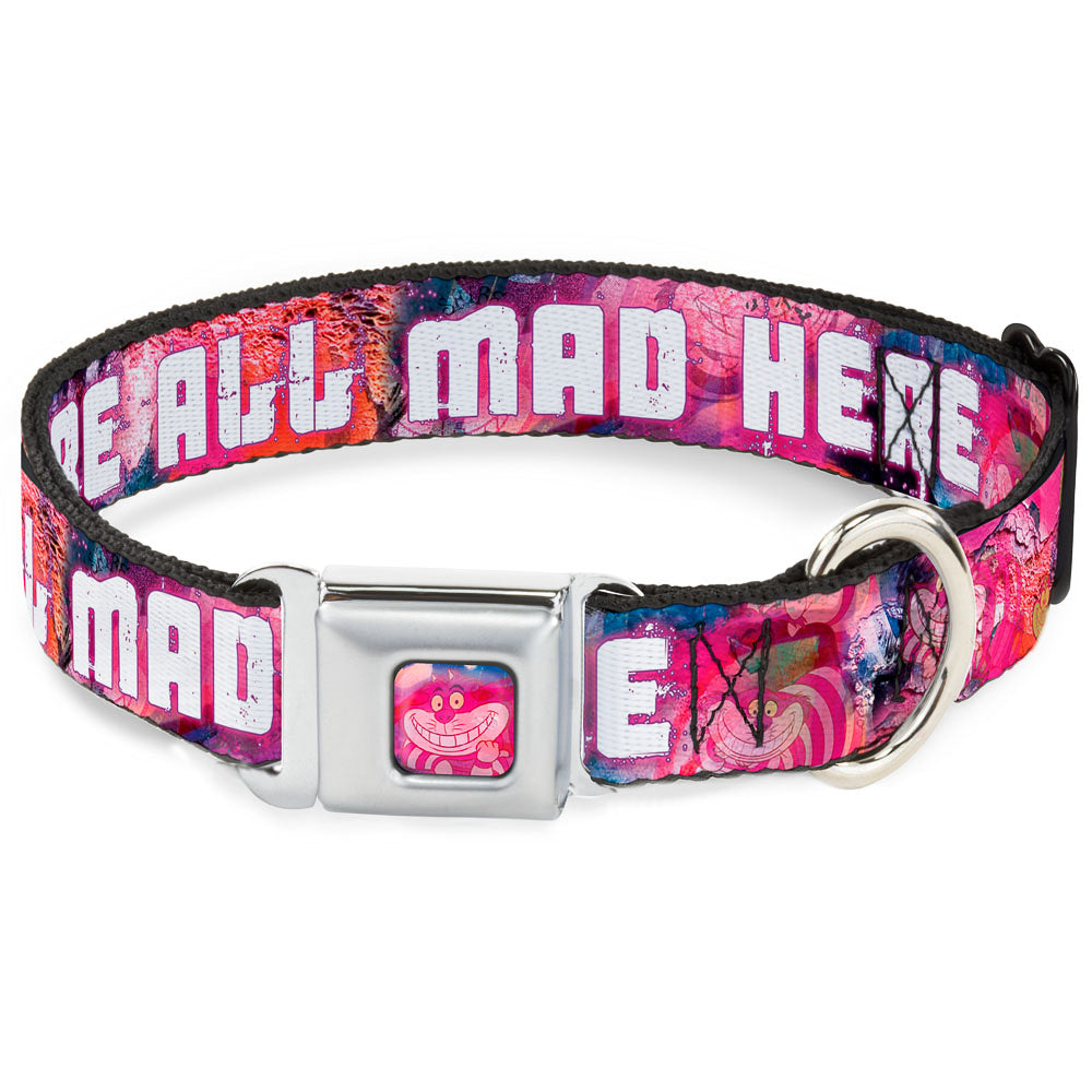 Transparent Cheshire Cat Face Full Color Seatbelt Buckle Collar - Transparent Cheshire Cat Poses WE'RE ALL MAD HERE Dog Collars Seatbelt Buckle Disney