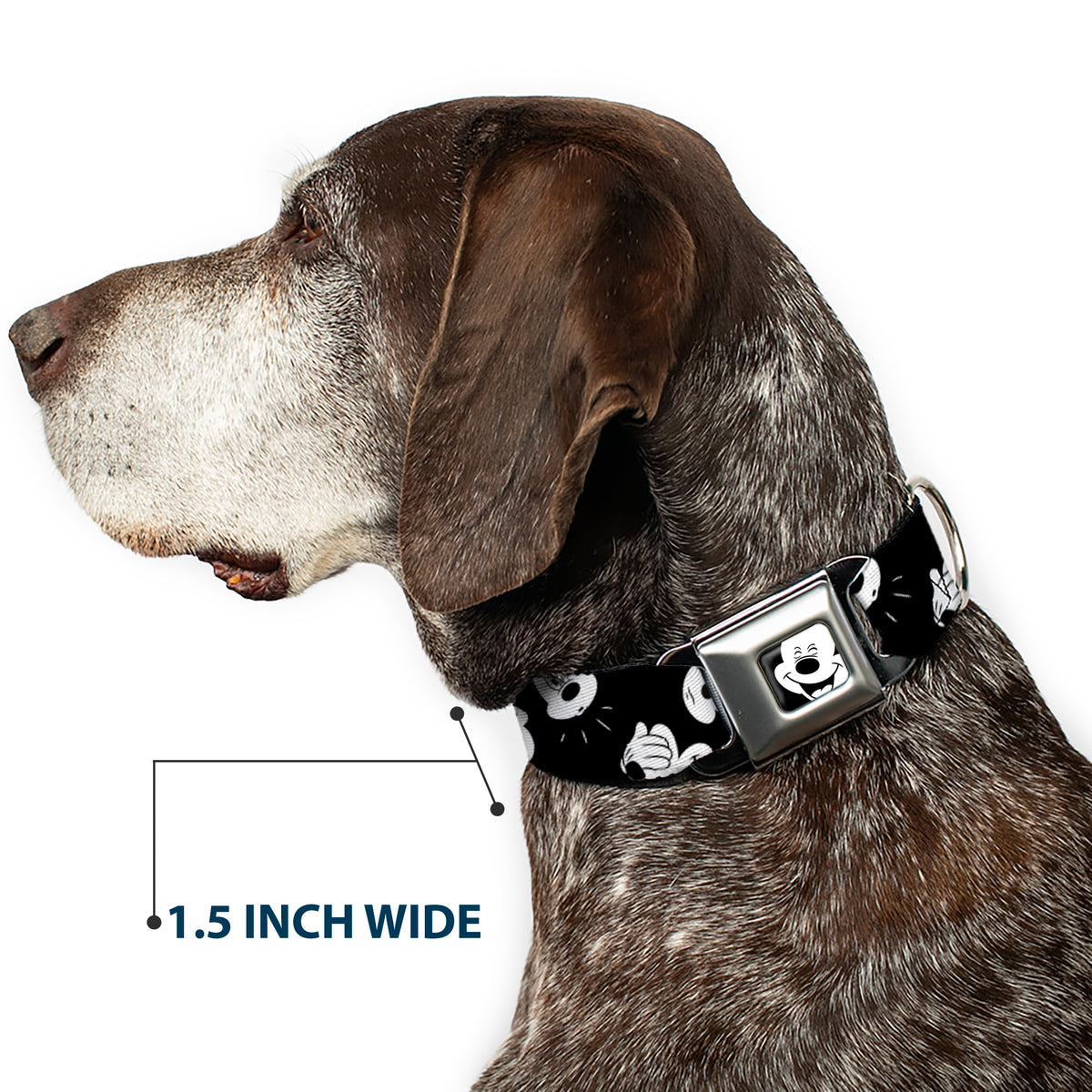 Mickey Mouse Face2 CLOSE-UP Full Color Black White Seatbelt Buckle Collar - Mickey Mouse Expressions Scattered Black/White Dog Collars Seatbelt Buckle Disney
