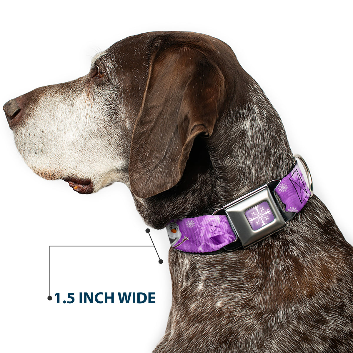 Snowflake Full Color Purple White Seatbelt Buckle Collar - Frozen Anna/Elsa/Olaf Poses/Scenes Purples Dog Collars Seatbelt Buckle Disney
