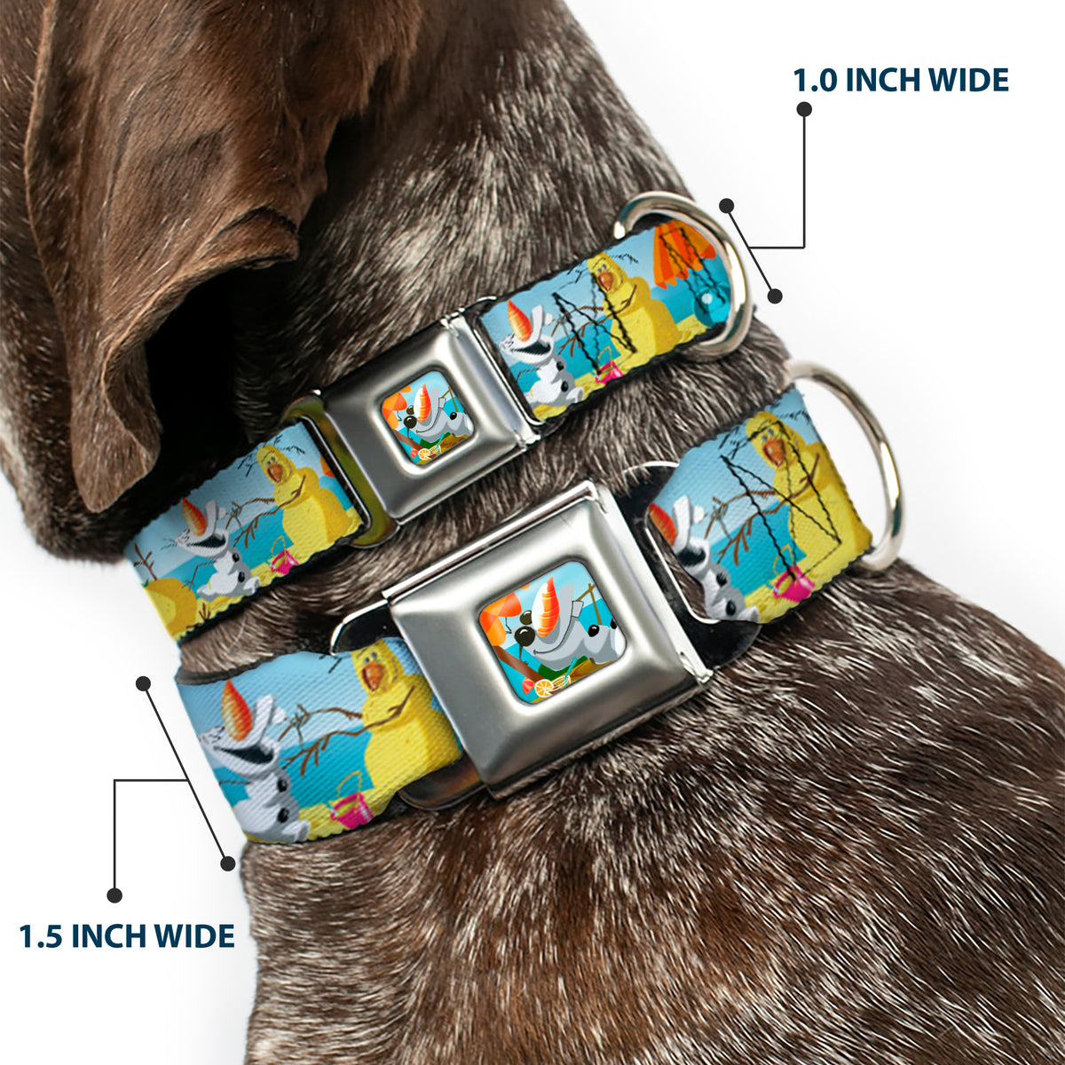 Olaf Tanning Pose Full Color Seatbelt Buckle Collar - Olaf Summertime Beach Scenes Dog Collars Seatbelt Buckle Disney
