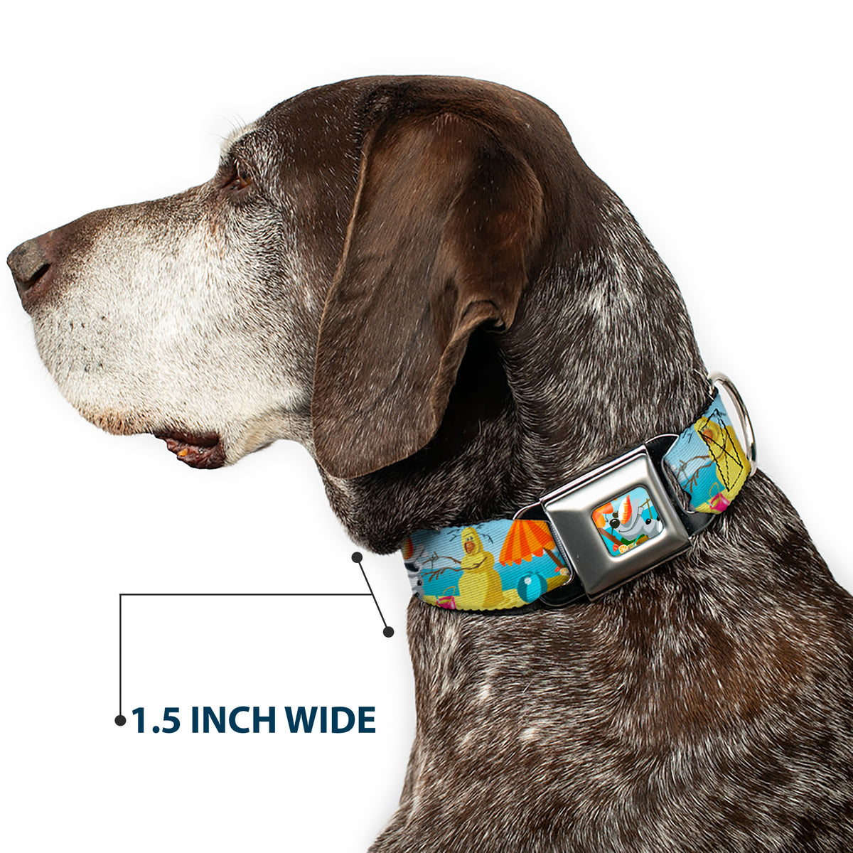 Olaf Tanning Pose Full Color Seatbelt Buckle Collar - Olaf Summertime Beach Scenes Dog Collars Seatbelt Buckle Disney