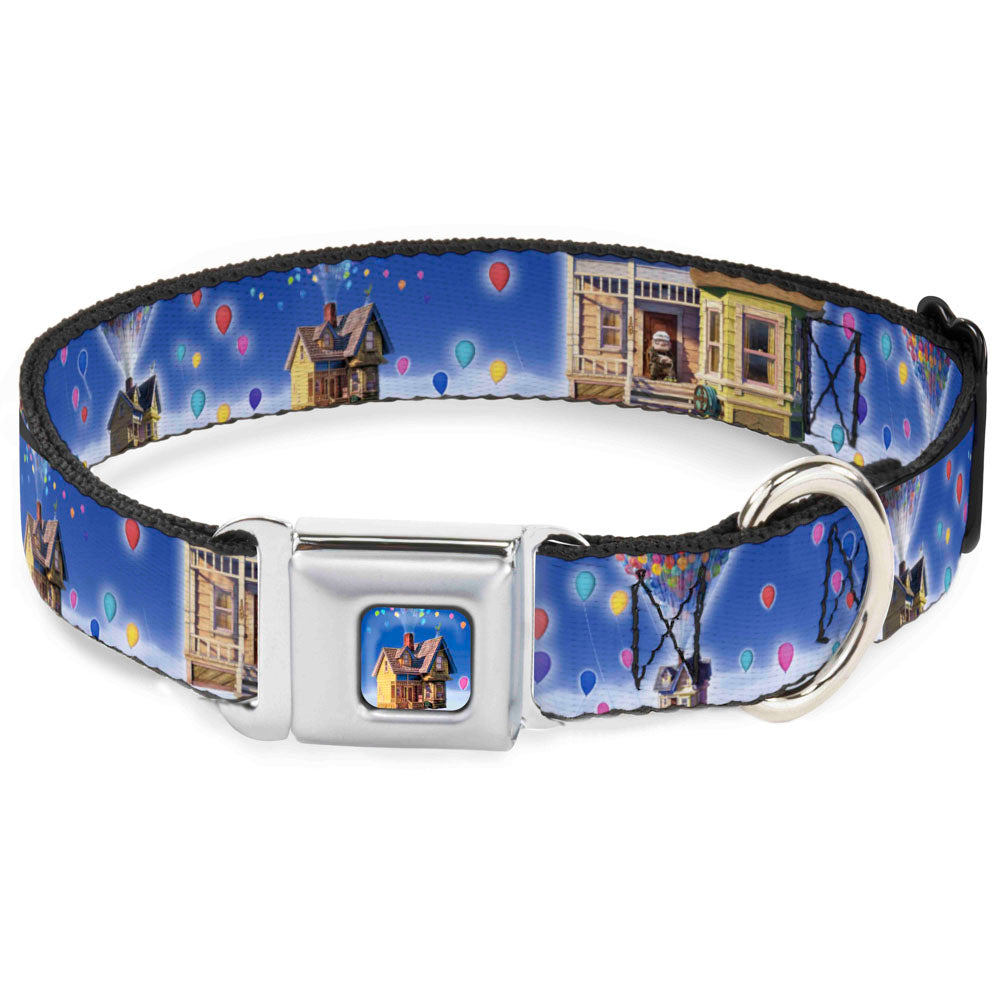 Flying House w/Balloons Full Color Seatbelt Buckle Collar - Up Carl on Porch/Flying House/Balloons Dog Collars Seatbelt Buckle Disney