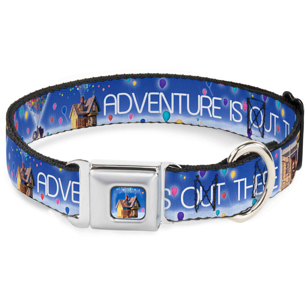 Flying House w/Balloons Full Color Seatbelt Buckle Collar - ADVENTURE IS OUT THERE/Carl on Porch/Flying House/Balloons Blues/White/Multi Color Dog Collars Seatbelt Buckle Disney