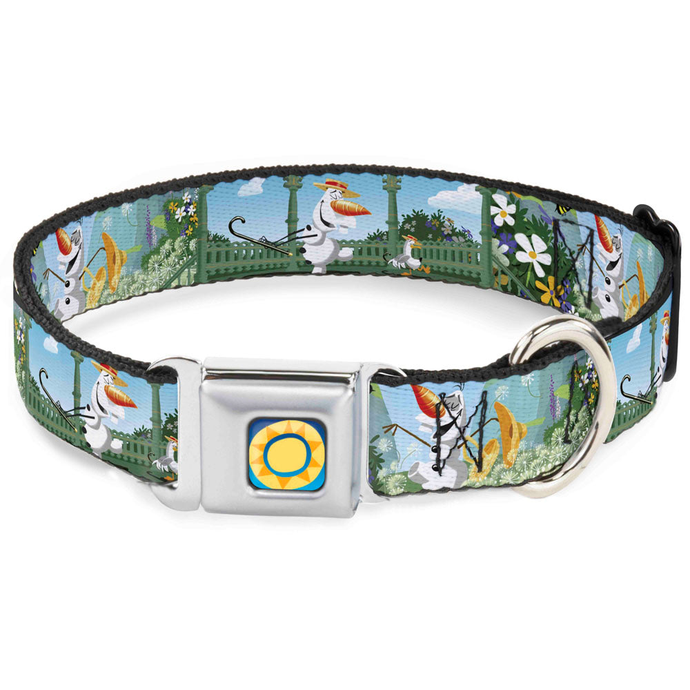 Frozen Sun2 Royal Full Color Blue/Yellows Seatbelt Buckle Collar - Olaf Garden Scenes Dog Collars Seatbelt Buckle Disney