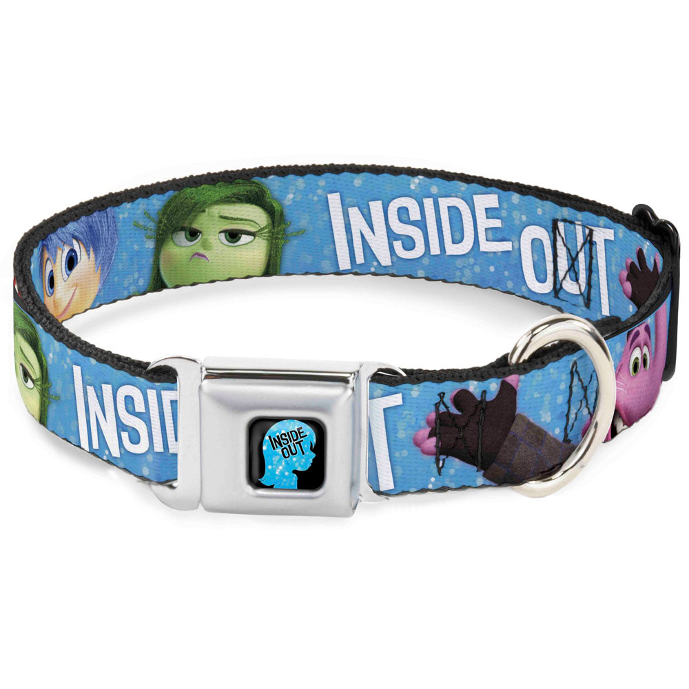 INSIDE OUT/Riley Silhouette Full Color Black/Sparkle Blue Seatbelt Buckle Collar - INSIDE OUT 6-Character Pose Sparkle Blue/White Dog Collars Seatbelt Buckle Disney