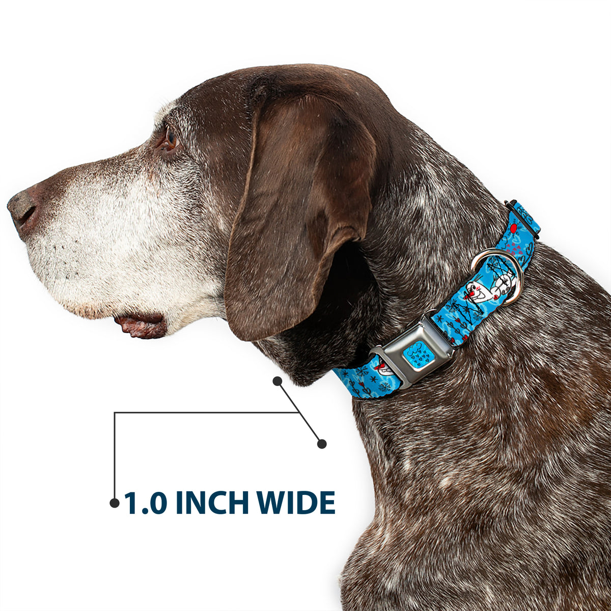 Frozen Cloud/Heart Raindrop Sketch Full Color Blues/Black Seatbelt Buckle Collar - Olaf Heart Raindrop Sketch Blues/Black Dog Collars Seatbelt Buckle Disney