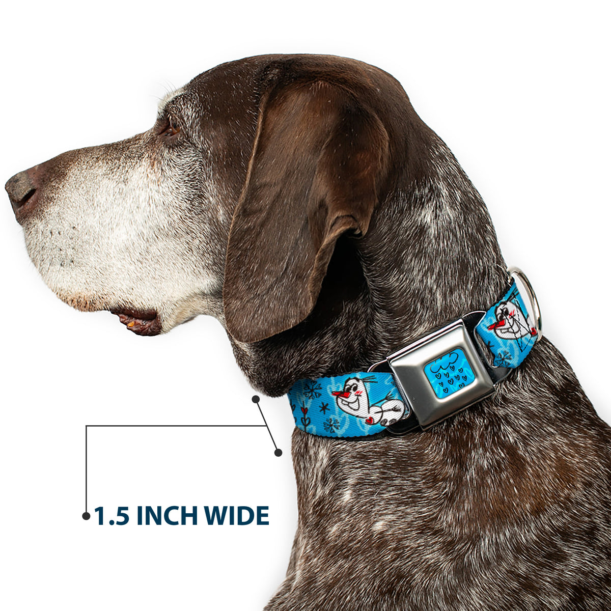 Frozen Cloud/Heart Raindrop Sketch Full Color Blues/Black Seatbelt Buckle Collar - Olaf Heart Raindrop Sketch Blues/Black Dog Collars Seatbelt Buckle Disney