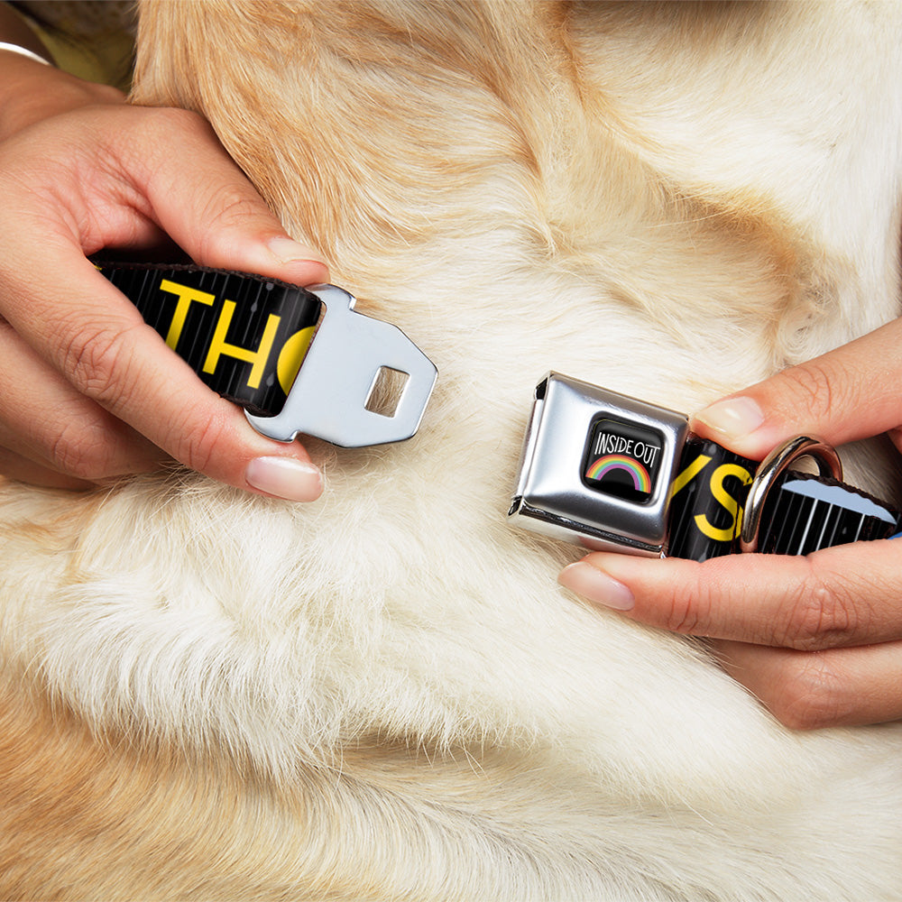 INSIDE OUT Rainbow Full Color Black/White/Multi Color Seatbelt Buckle Collar - Joy Poses/Rain ONE OF THOSE DAYS Black/Gray/Blues/Yellow Dog Collars Seatbelt Buckle Disney