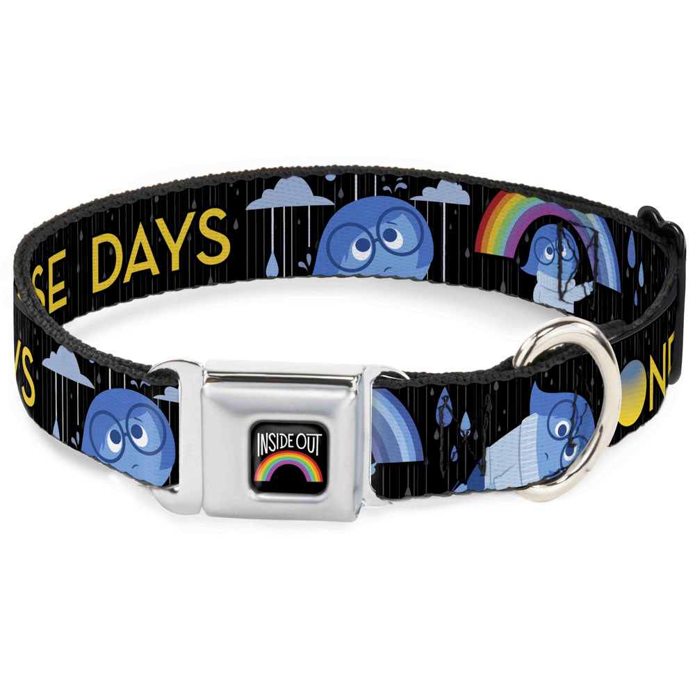 INSIDE OUT Rainbow Full Color Black/White/Multi Color Seatbelt Buckle Collar - Joy Poses/Rain ONE OF THOSE DAYS Black/Gray/Blues/Yellow Dog Collars Seatbelt Buckle Disney