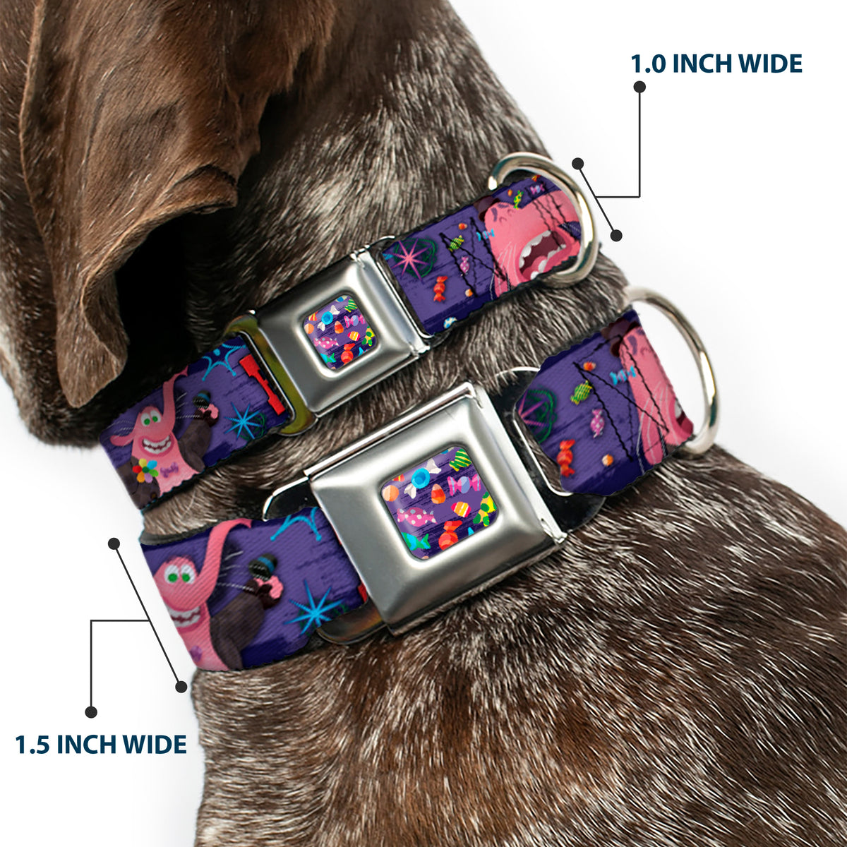 Scattered Candy Full Color Purples Seatbelt Buckle Collar - BING BONG Poses/Candy Purples/Multi Color Dog Collars Seatbelt Buckle Disney