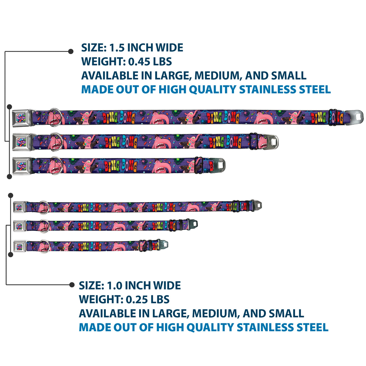 Scattered Candy Full Color Purples Seatbelt Buckle Collar - BING BONG Poses/Candy Purples/Multi Color Dog Collars Seatbelt Buckle Disney