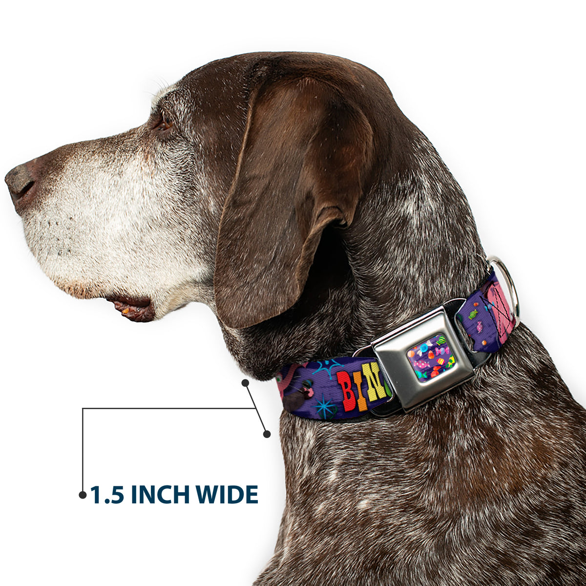 Scattered Candy Full Color Purples Seatbelt Buckle Collar - BING BONG Poses/Candy Purples/Multi Color Dog Collars Seatbelt Buckle Disney