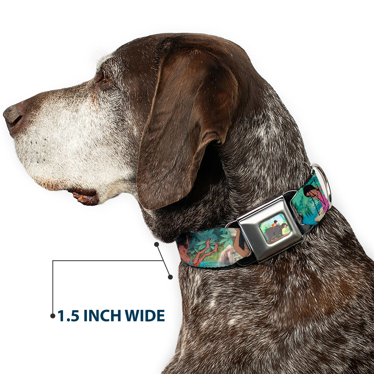 Mowgli Riding Baloo Full Color Seatbelt Buckle Collar - The Jungle Book Scenes Dog Collars Seatbelt Buckle Disney