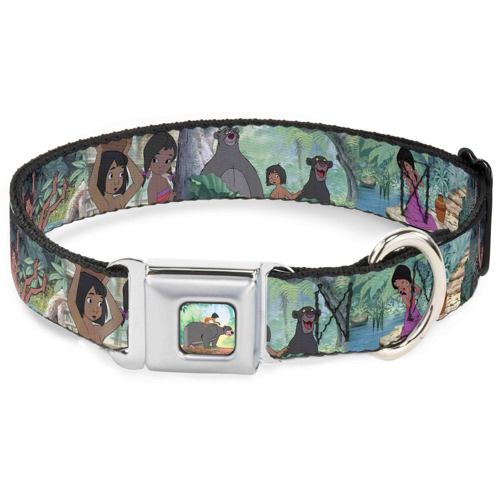 Mowgli Riding Baloo Full Color Seatbelt Buckle Collar - The Jungle Book Scenes Dog Collars Seatbelt Buckle Disney