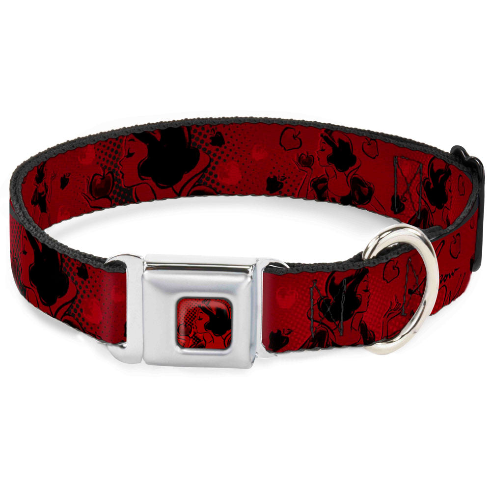 Snow White & Apple Full Color Reds/Black Seatbelt Buckle Collar - SNOW WHITE Poses/Apple Halftone Reds/Black Dog Collars Seatbelt Buckle Disney