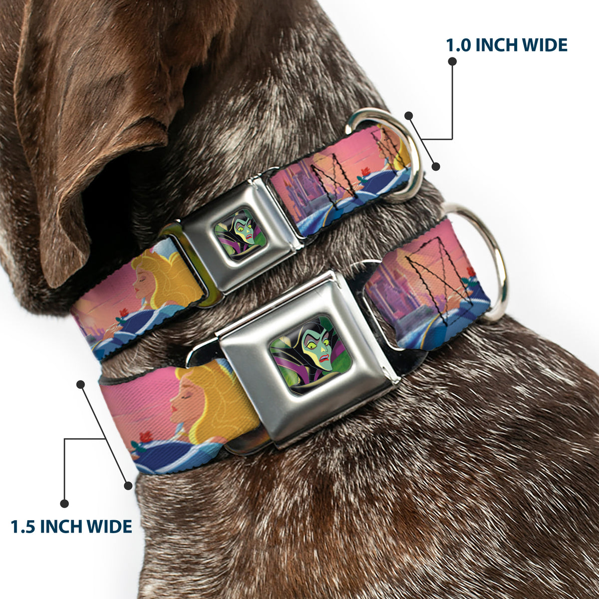 Maleficent Face3 Full Color Green Fade Seatbelt Buckle Collar - Sleeping Beauty & Maleficent/Maleficent Dragon Scenes Dog Collars Seatbelt Buckle Disney