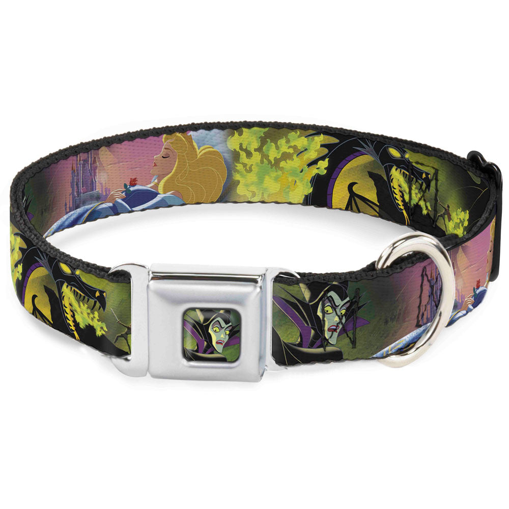 Maleficent Face3 Full Color Green Fade Seatbelt Buckle Collar - Sleeping Beauty & Maleficent/Maleficent Dragon Scenes Dog Collars Seatbelt Buckle Disney