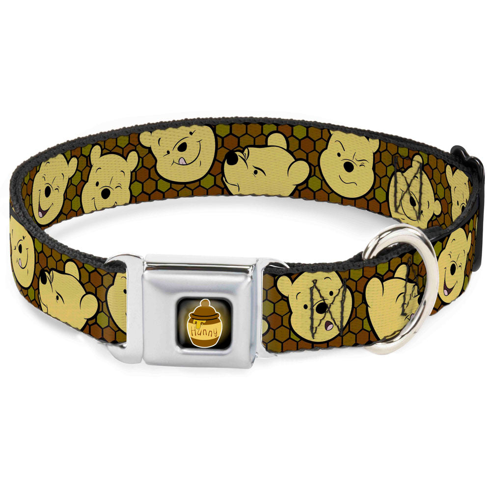 HUNNY Pot Full Color Black/Browns Seatbelt Buckle Collar - Winnie the Pooh Expressions/Honeycomb Black/Browns Dog Collars Seatbelt Buckle Disney
