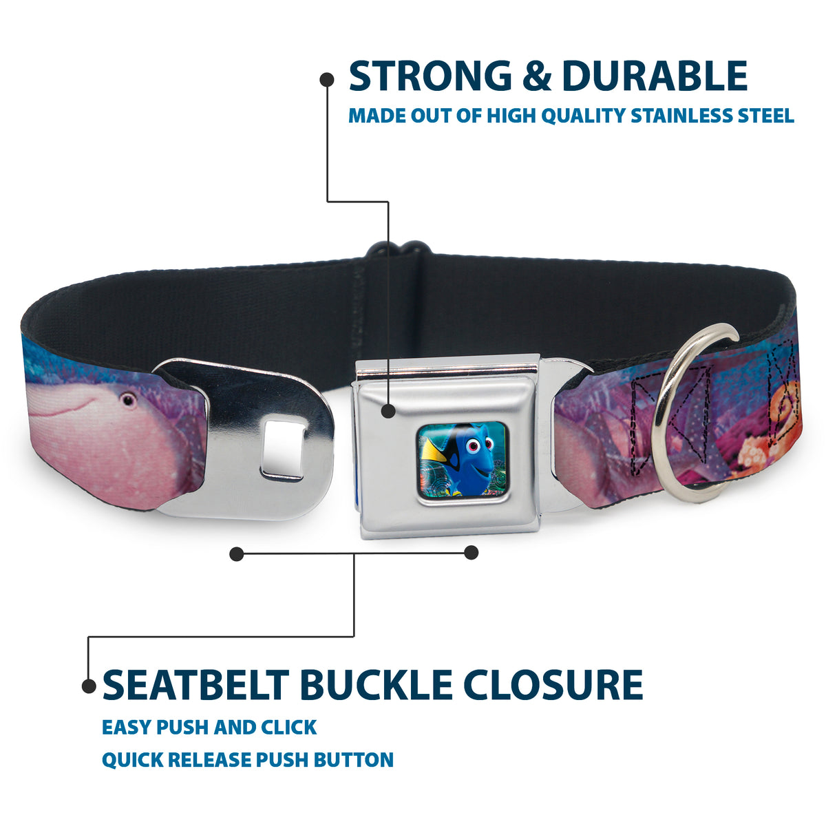 Dory Pose Seatbelt Buckle Collar - Dory & 5-Friends Under the Sea Dog Collars Seatbelt Buckle Disney