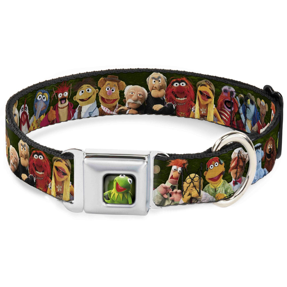 Kermit the Frog Pose Full Color Green Glow Seatbelt Buckle Collar - Muppets 20-Character Group Pose Greens Dog Collars Seatbelt Buckle Disney