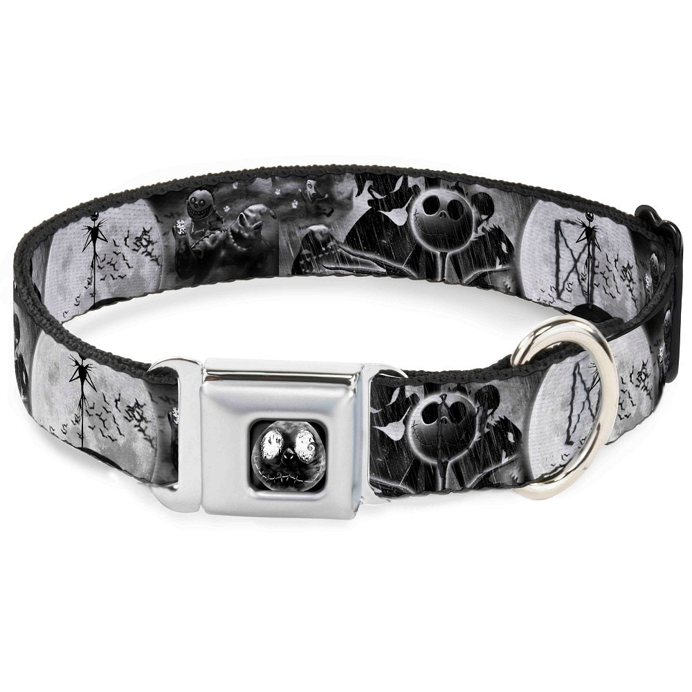 Jack Moon Oogie Boogie Face Full Color Black Grays Seatbelt Buckle Collar - Jack & Oogie Boogie Scenes Grays Dog Collars Seatbelt Buckle Disney