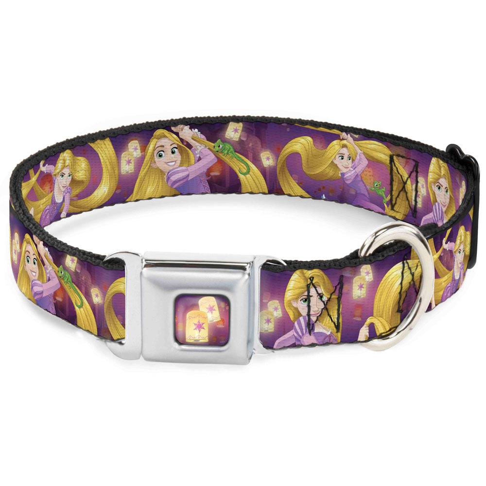 Tangled Lights Light Full Color Purple/Gold Seatbelt Buckle Collar - Rapunzel 4-Tangled Poses/Pascal/Lights Light Purples Dog Collars Seatbelt Buckle Disney