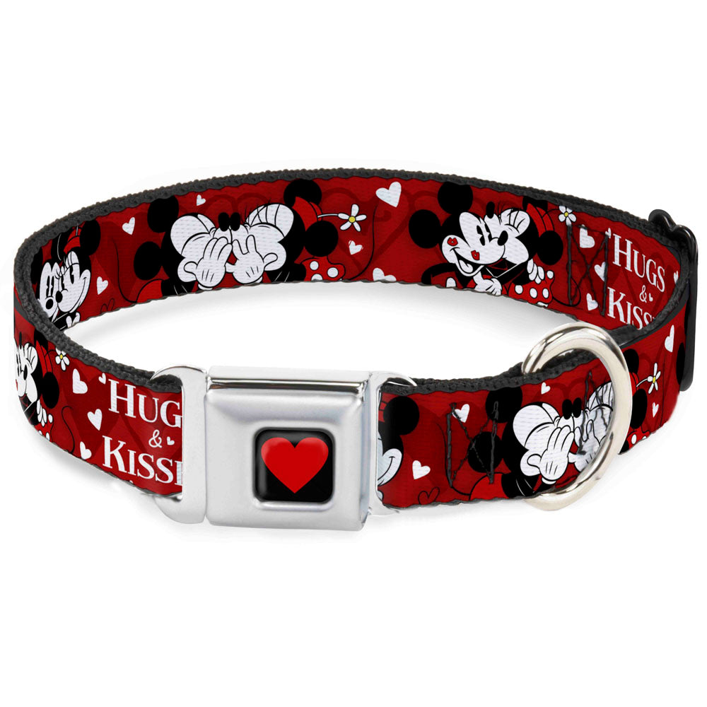 Heart Full Color Black/Red Seatbelt Buckle Collar - Mickey & Minnie HUGS & KISSES Poses Reds/White Dog Collars Seatbelt Buckle Disney
