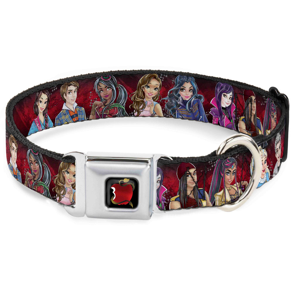 Descendants Apple Full Color Black/Red/Gold Seatbelt Buckle Collar - Descendants 11-Character Group Pose Reds/Gray Dog Collars Seatbelt Buckle Disney
