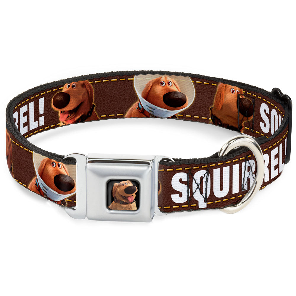 Dug Tongue Out Pose Full Color Black Seatbelt Buckle Collar - Dug 3-Poses/SQUIRREL! Brown/Yellow/White Dog Collars Seatbelt Buckle Disney
