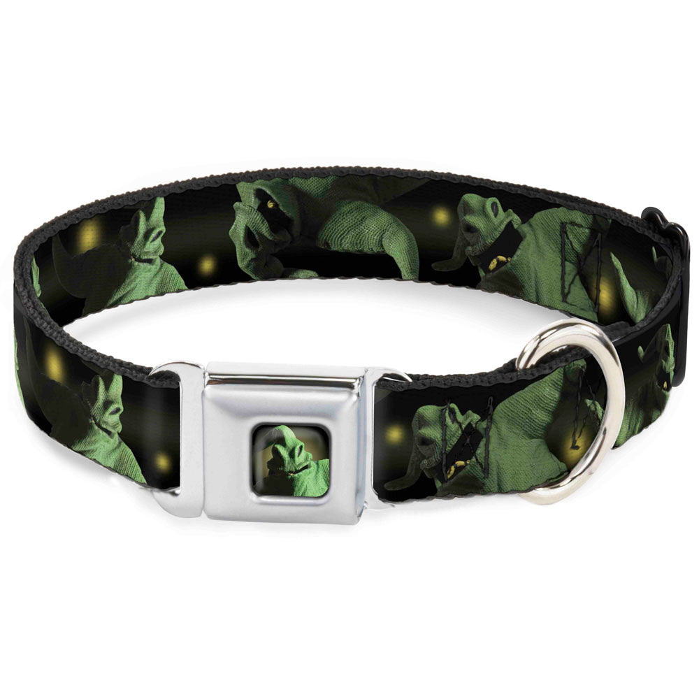Oogie Boogie Face CLOSE-UP Full Color Seatbelt Buckle Collar - Oogie Boogie 4-Poses Black/Yellow/Green Dog Collars Seatbelt Buckle Disney