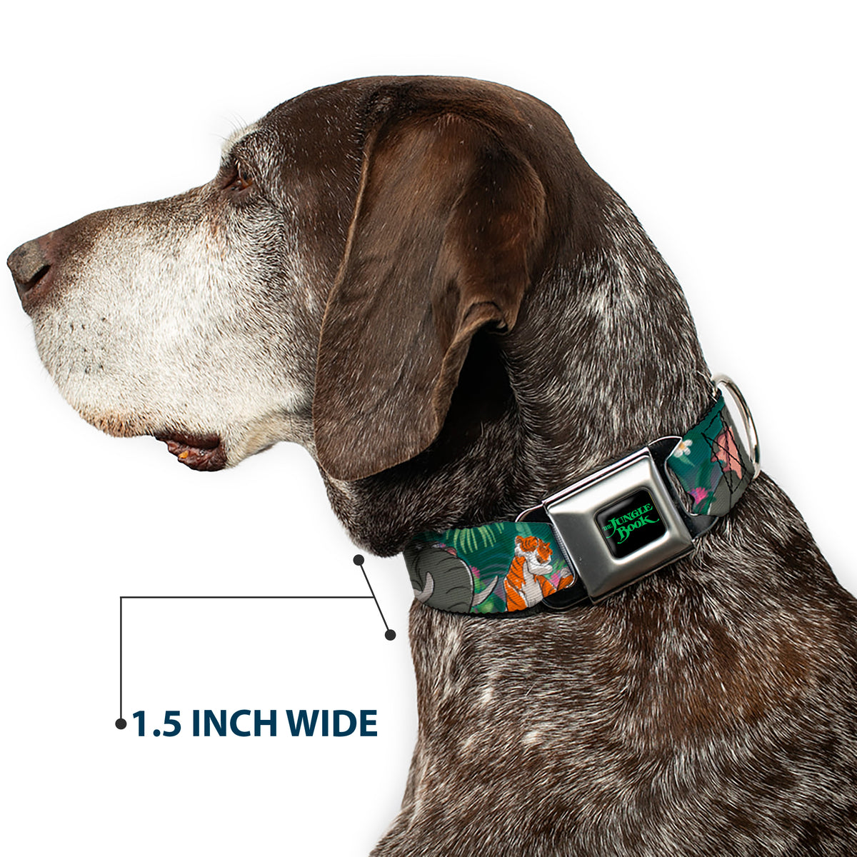 THE JUNGLE BOOK Full Color Black/Green Seatbelt Buckle Collar - The Jungle Book 8-Character Group Greens Dog Collars Seatbelt Buckle Disney