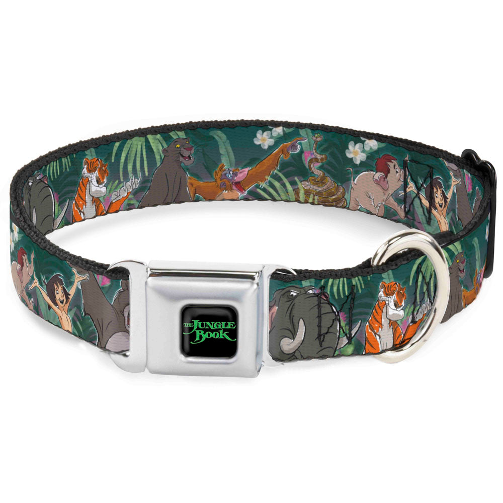 THE JUNGLE BOOK Full Color Black/Green Seatbelt Buckle Collar - The Jungle Book 8-Character Group Greens Dog Collars Seatbelt Buckle Disney