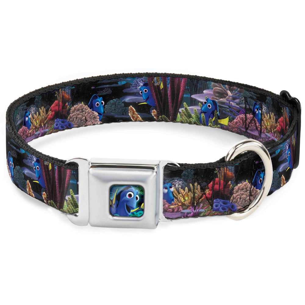 Dory Pose3/Swirls Full Color Blues Seatbelt Buckle Collar - Dory 4-Hiding Poses Under the Sea Dog Collars Seatbelt Buckle Disney