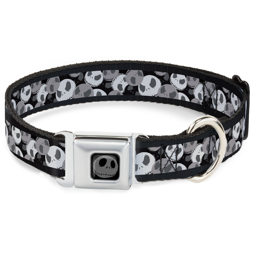 Jack Expression5 Black Silver Seatbelt Buckle Collar - Nightmare Before Christmas Jack Expression Stacked Black/Grays Dog Collars Seatbelt Buckle Disney