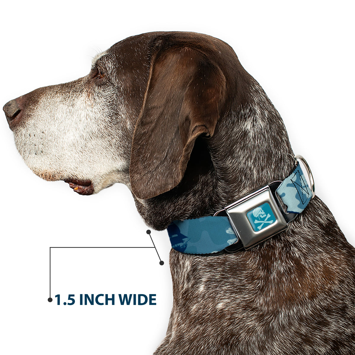 Jack Sparrow's Flag Skull Icon Blues Seatbelt Buckle Collar - Jack Sparrow's Flag Icons/Black Pearl/Sharks Blues Dog Collars Seatbelt Buckle Disney
