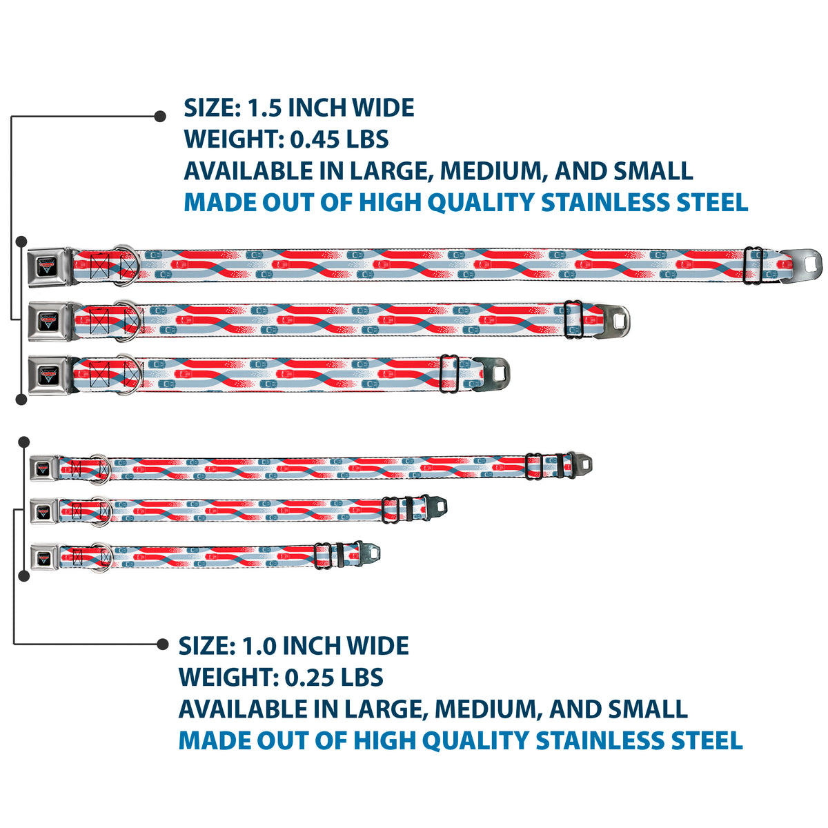 Cars 3 Piston Cup Champion Icon Full Color Red Black White Seatbelt Buckle Collar - Cars 3 Cars Crossing White/Blues/Reds Dog Collars Seatbelt Buckle Disney