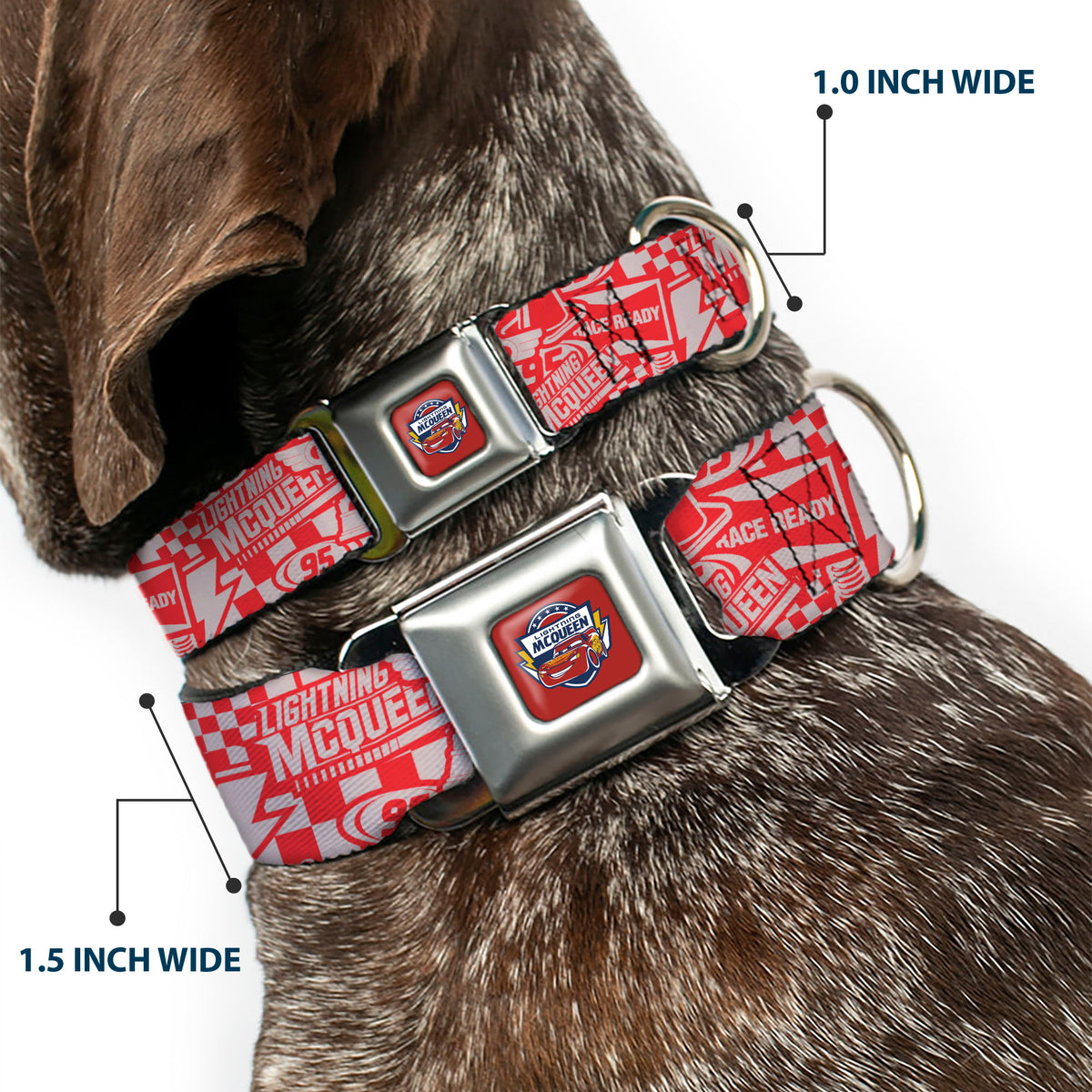 Disney CARS Seatbelt Buckle Collar - Cars 3 LIGHTNINING MCQUEEN Icons Collage White/Red Dog Collars Seatbelt Buckle Disney