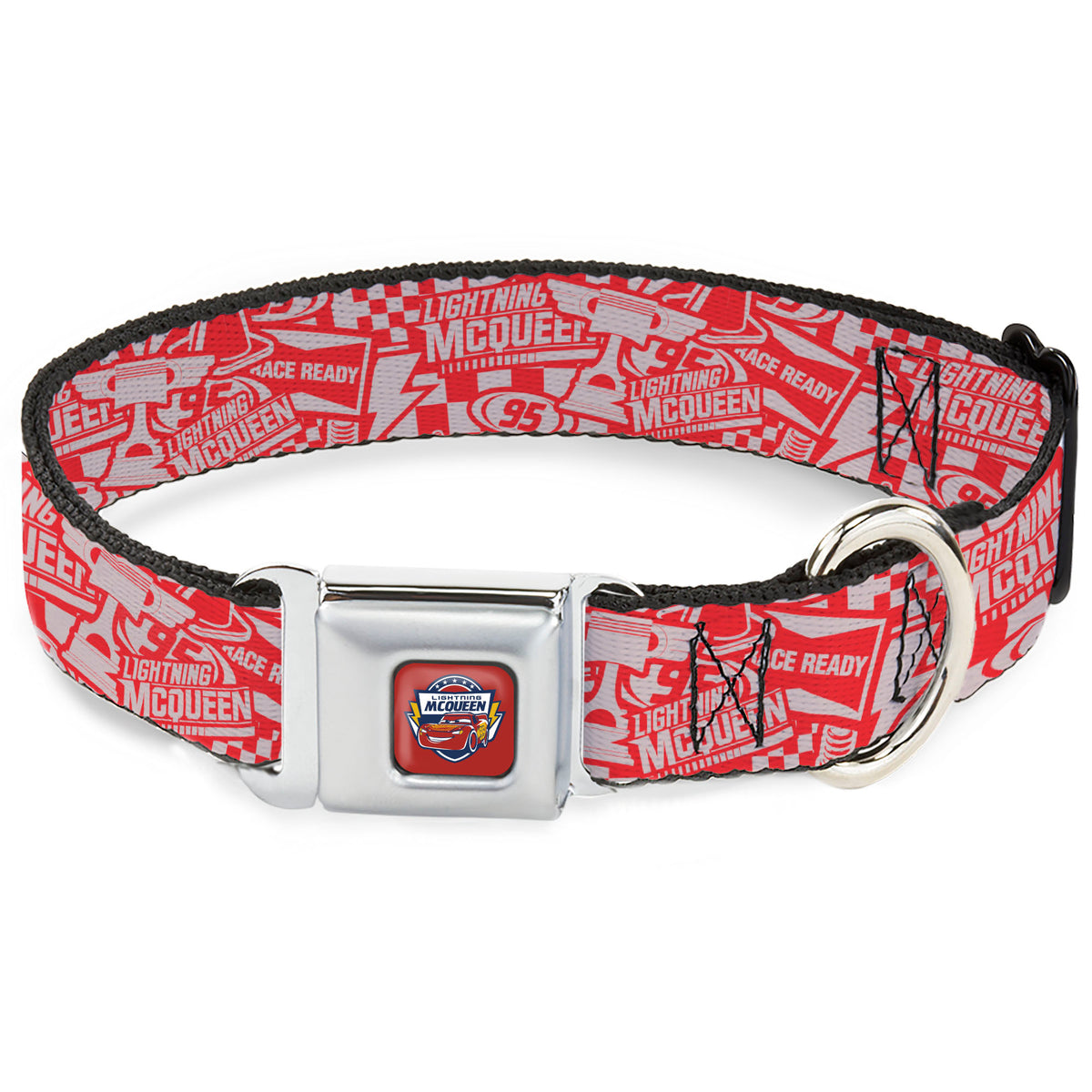 Disney CARS Seatbelt Buckle Collar - Cars 3 LIGHTNINING MCQUEEN Icons Collage White/Red Dog Collars Seatbelt Buckle Disney