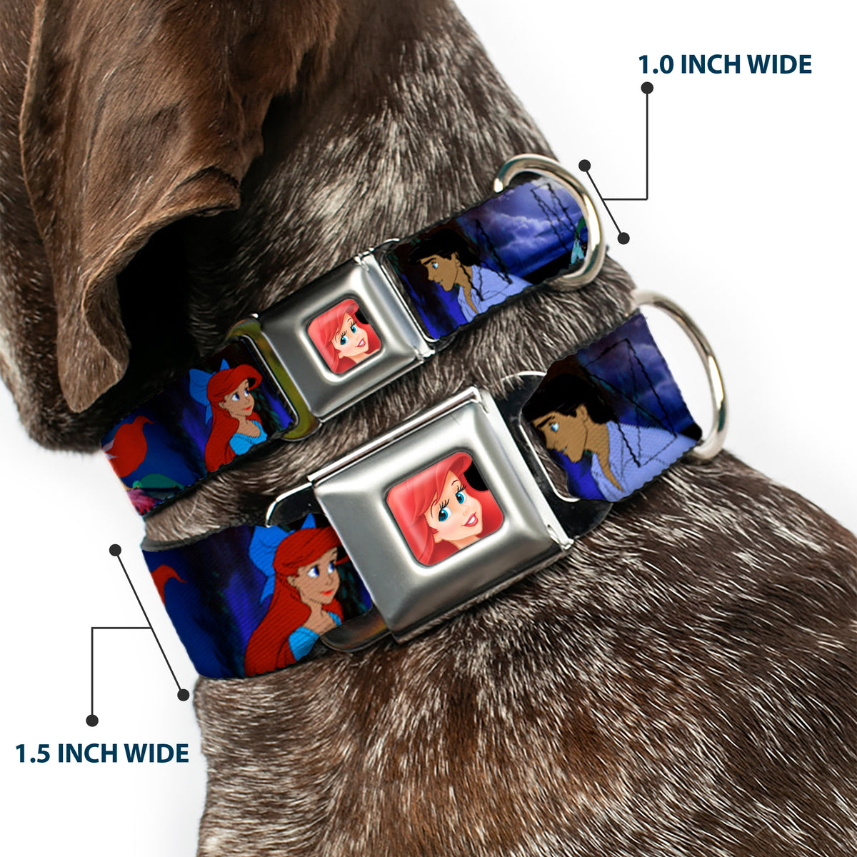 Ariel CLOSE-UP Full Color Seatbelt Buckle Collar - The Little Mermaid Ariel & Eric Scenes Dog Collars Seatbelt Buckle Disney