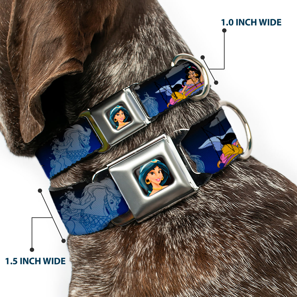 Jasmine CLOSE-UP Full Color Seatbelt Buckle Collar - Aladdin & Jasmine Scenes Dog Collars Seatbelt Buckle Disney