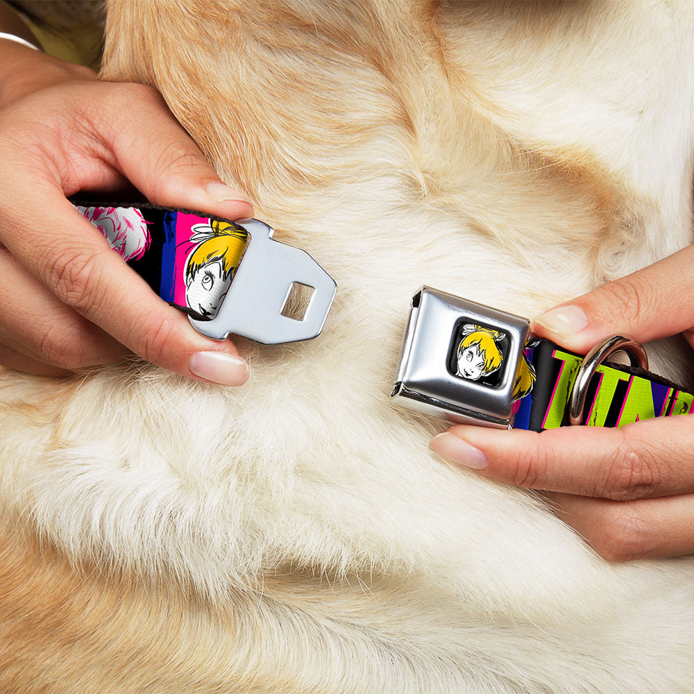 Tink Luxe Full Color Black White Seatbelt Buckle Collar - TINK LUXE Sketch Black/Multi Neon Dog Collars Seatbelt Buckle Disney
