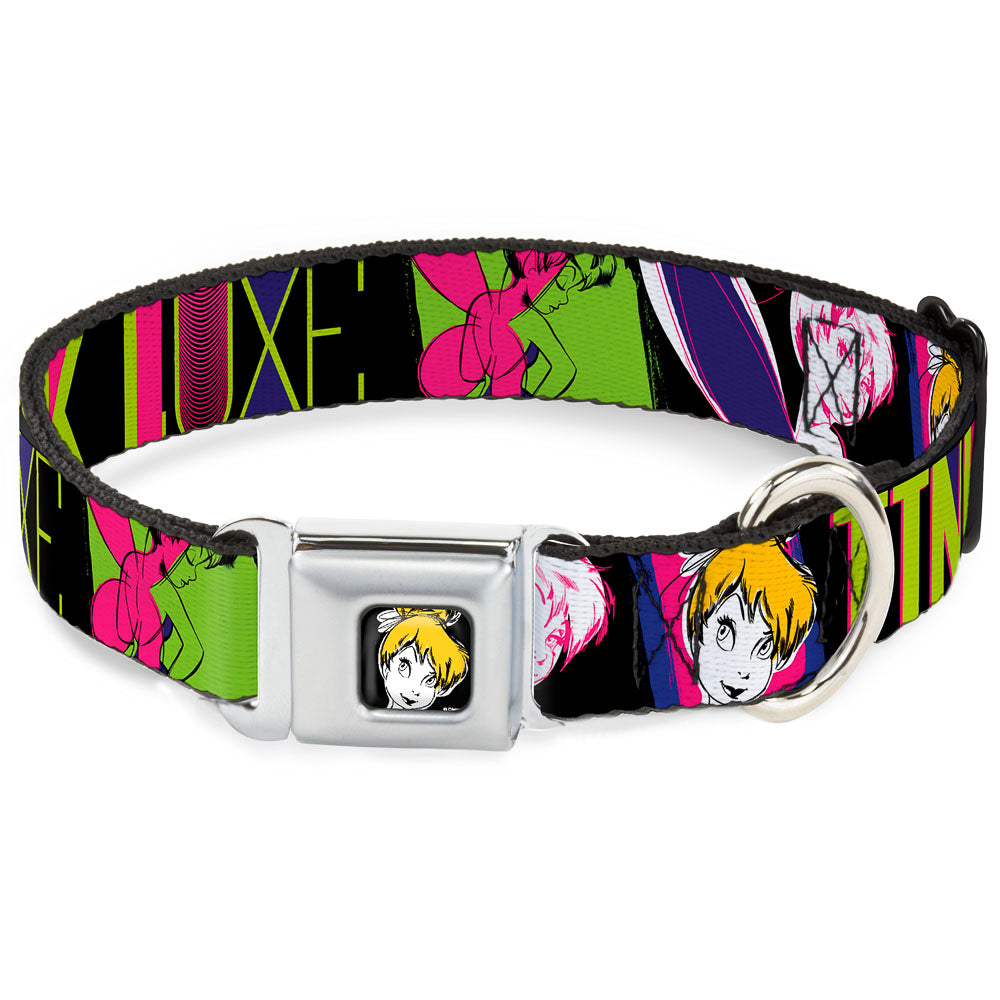 Tink Luxe Full Color Black White Seatbelt Buckle Collar - TINK LUXE Sketch Black/Multi Neon Dog Collars Seatbelt Buckle Disney