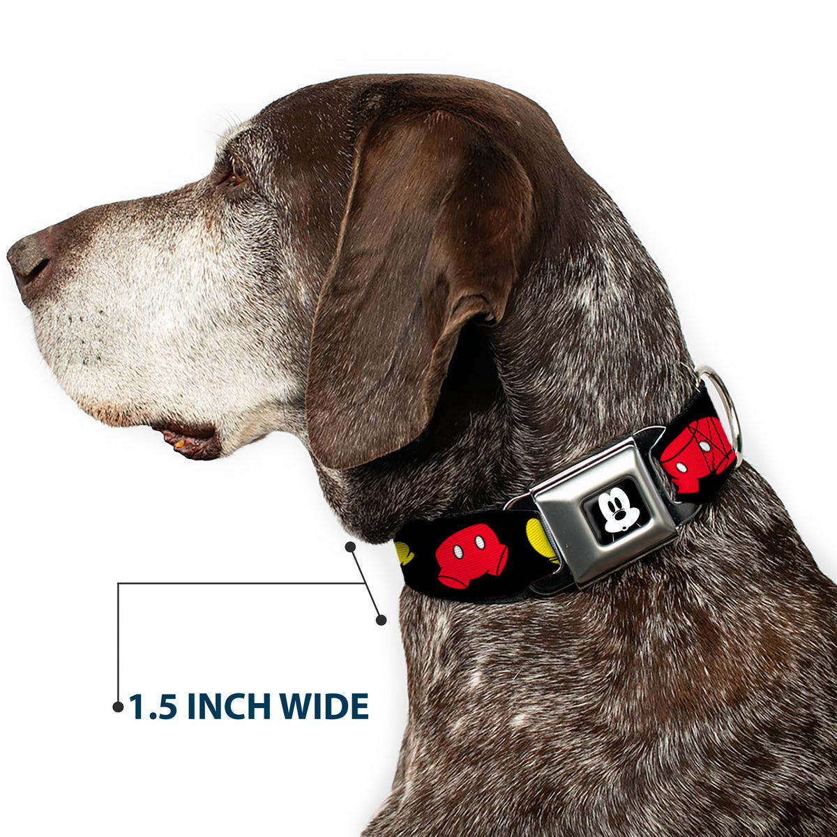 Mickey Mickey Mouse Expression4 Full Color Black/White Seatbelt Buckle Collar - Mickey Mouse Shorts and Shoes Black/Red/Yellow Dog Collars Seatbelt Buckle Disney