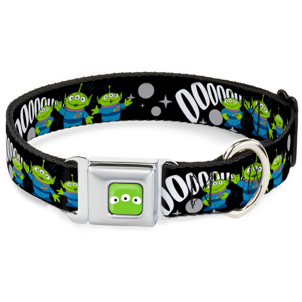 Toy Story Alien Eyes Full Color Green/Black/White Seatbelt Buckle Collar - Toy Story 3-Aliens OOOOOHHH Black/White/Gray Dog Collars Seatbelt Buckle Disney