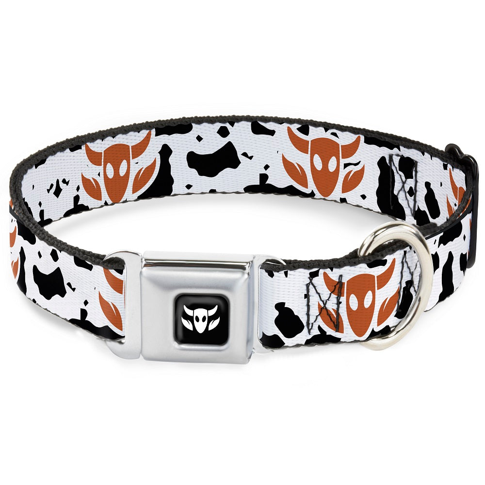 Toy Story Woody Cowboy Bull Icon Full Color Black/White Seatbelt Buckle Collar - Toy Story Woody Bounding Cowboy Cow Print White/Black/Brown Dog Collars Seatbelt Buckle Disney