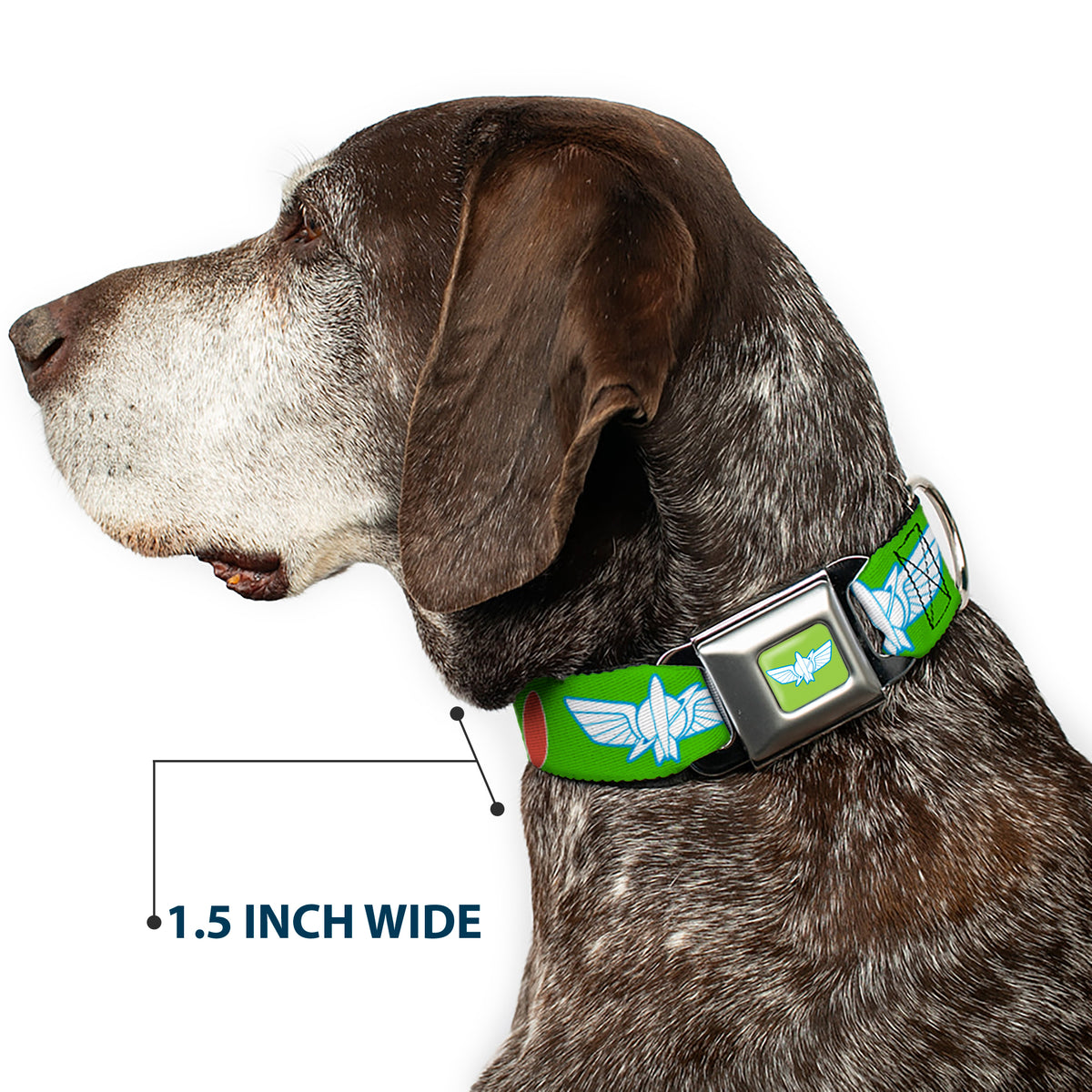 Toy Story Buzz Lightyear Space Ranger Wings Icon Full Color Green/Blue/White Seatbelt Buckle Collar - Toy Story Buzz Lightyear Bounding Space Ranger Logo/Buttons Green/White/Blue/Red Dog Collars Seatbelt Buckle Disney