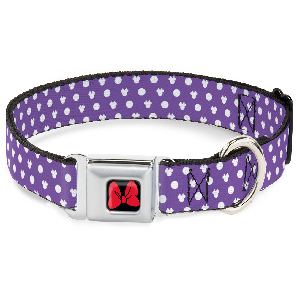 Dog Collar DYYR-Minnie Mouse Bow Full Color Black/Red - Minnie Mouse Ears Monogram/Dots Purple/White Dog Collars Seatbelt Buckle Disney